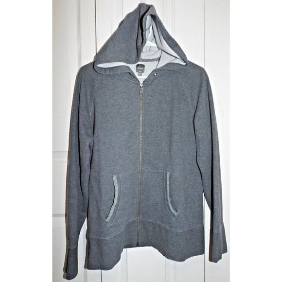 Gap Body XL grey full zip hoodie raglan sleeve NO DRAWSTRING - Picture 1 of 4